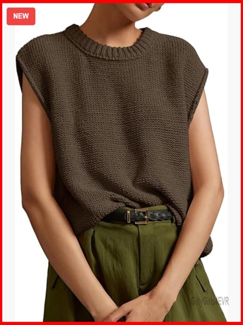 Sleeveless Ribbed Knit Sweater Vest, Loose Fit Tank Top, Lightweight Comfortable